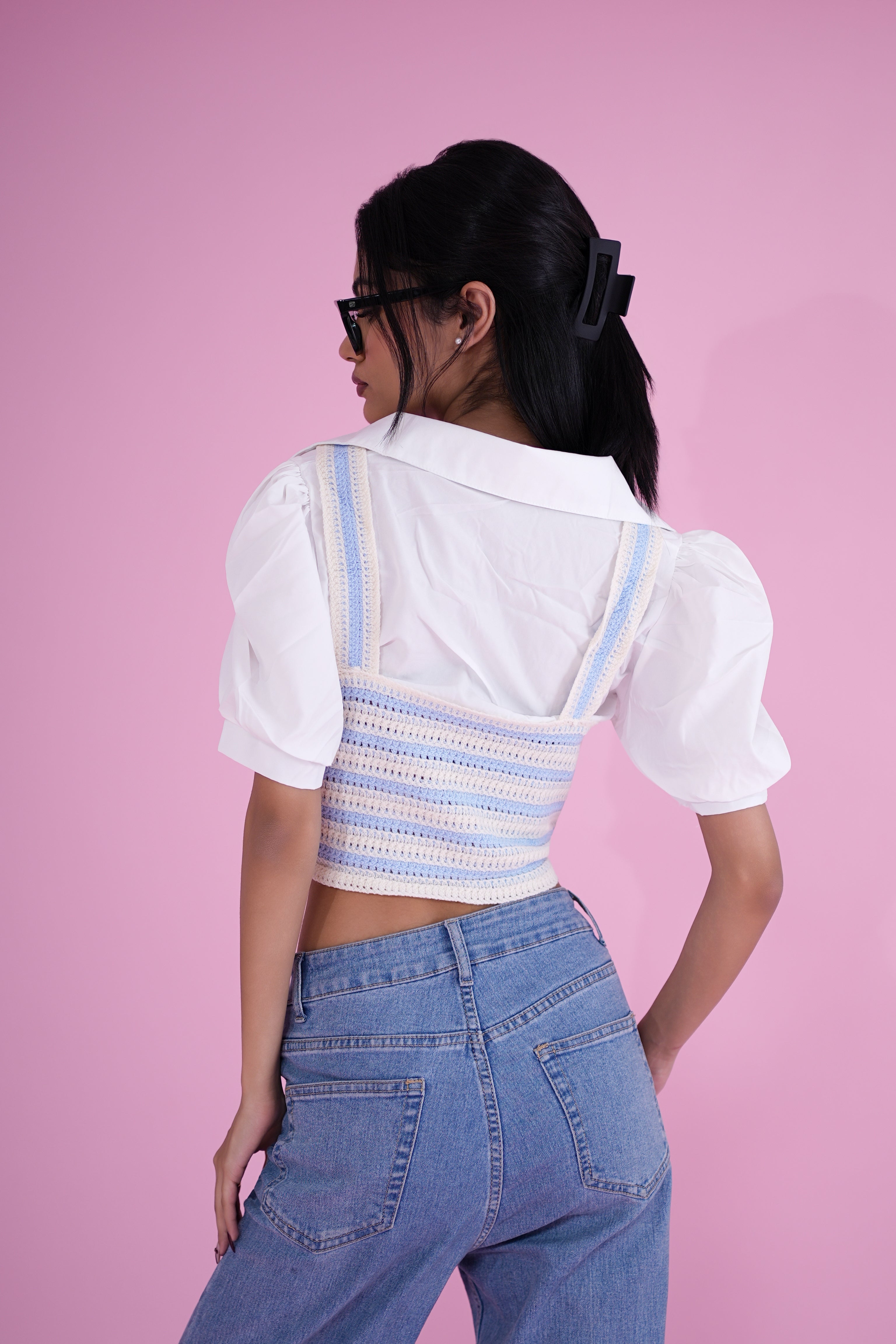 Pastel Bloom Crochet Corset Top – Multicolor