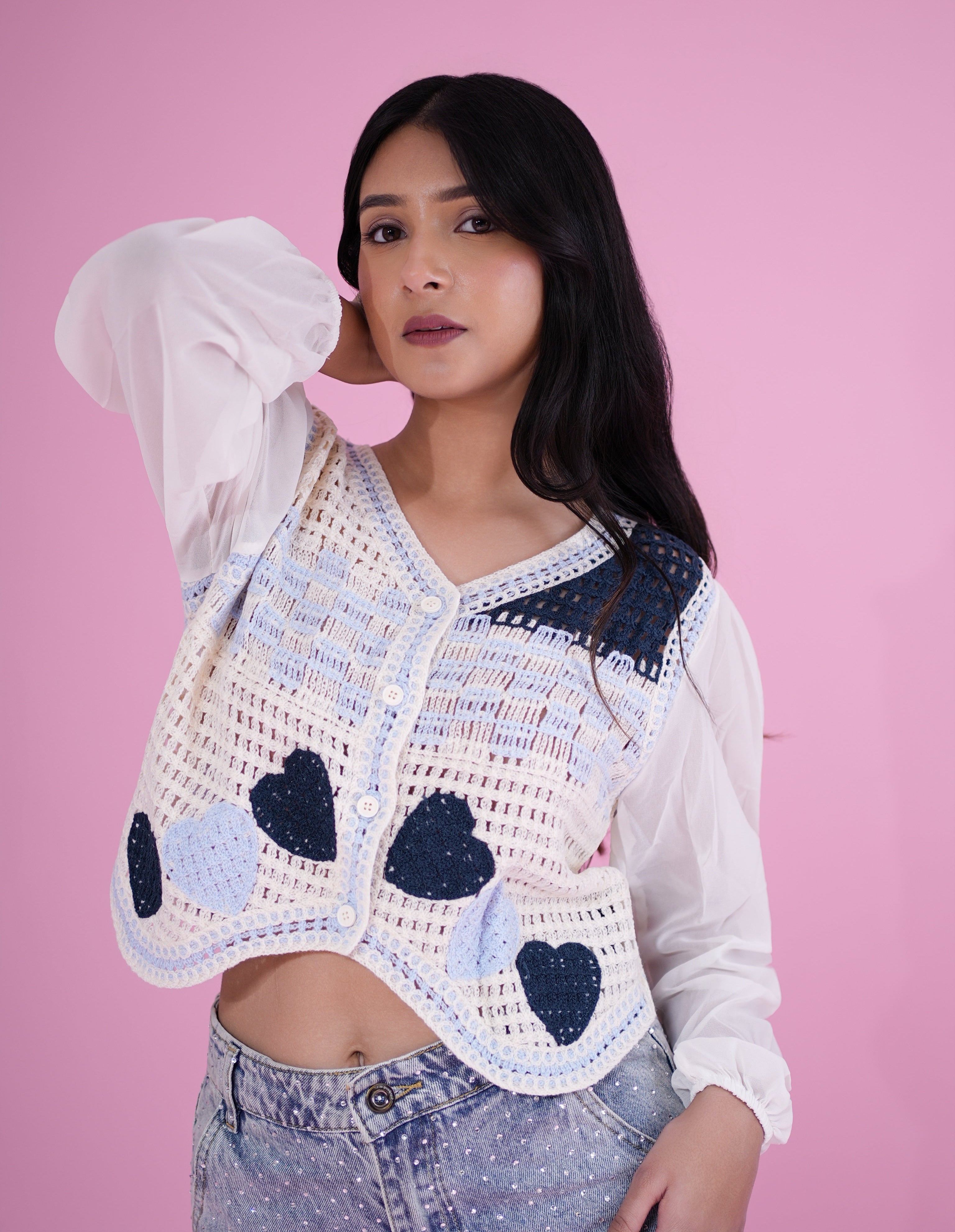 Pastel Patch Crochet Top – Multicolor