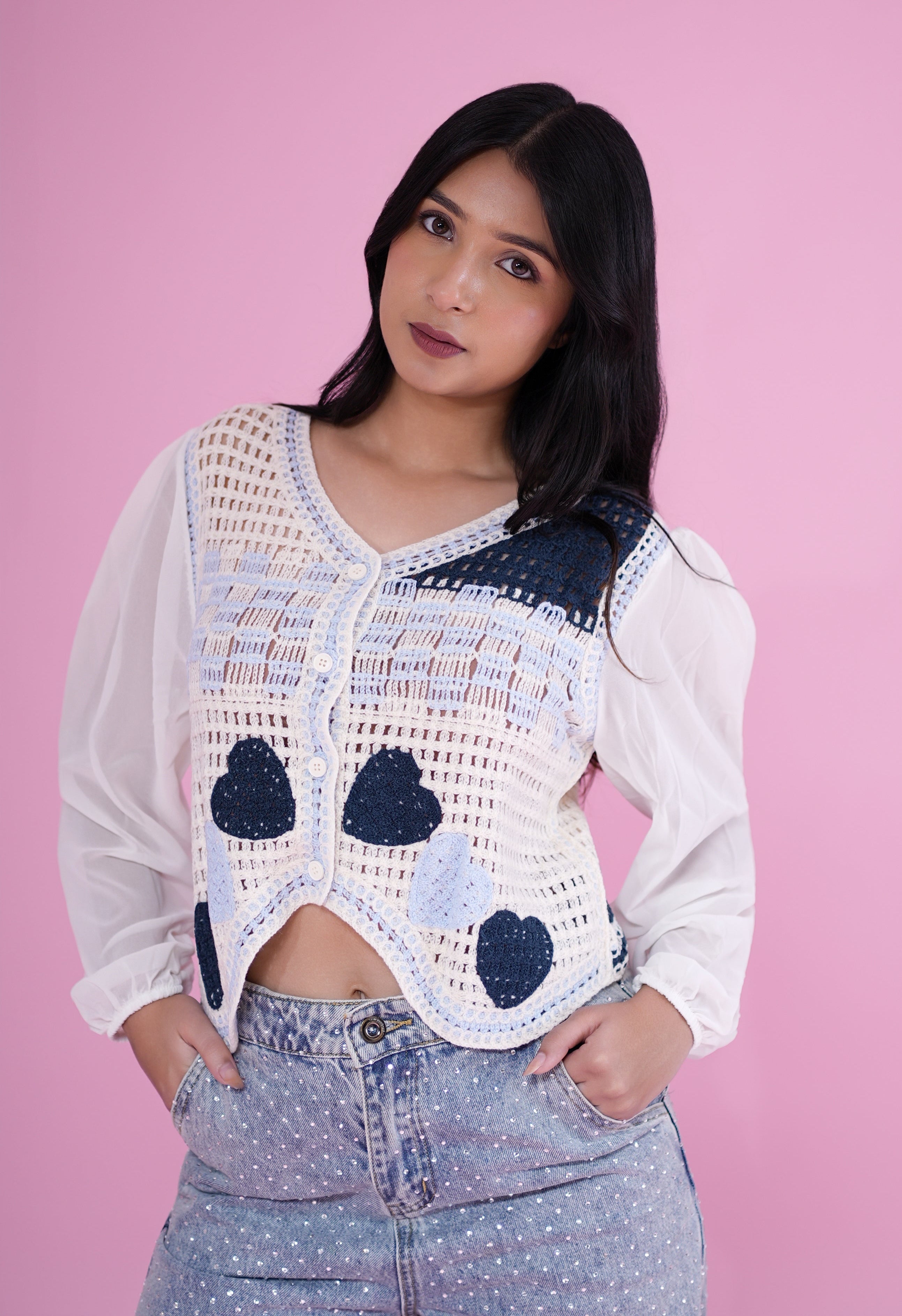 Pastel Patch Crochet Top – Multicolor
