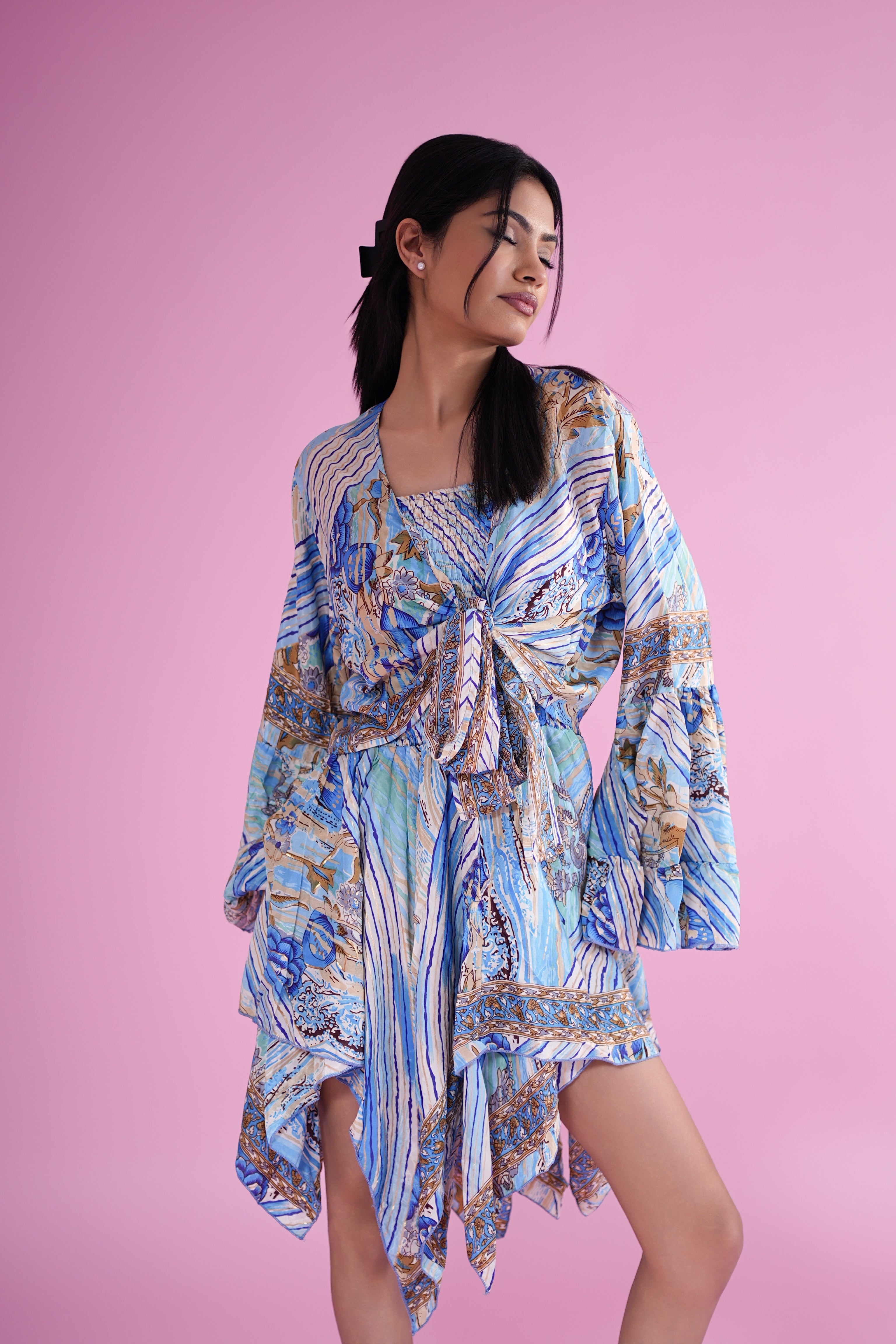 Blue Ocean Printed Co-ord Dress Set