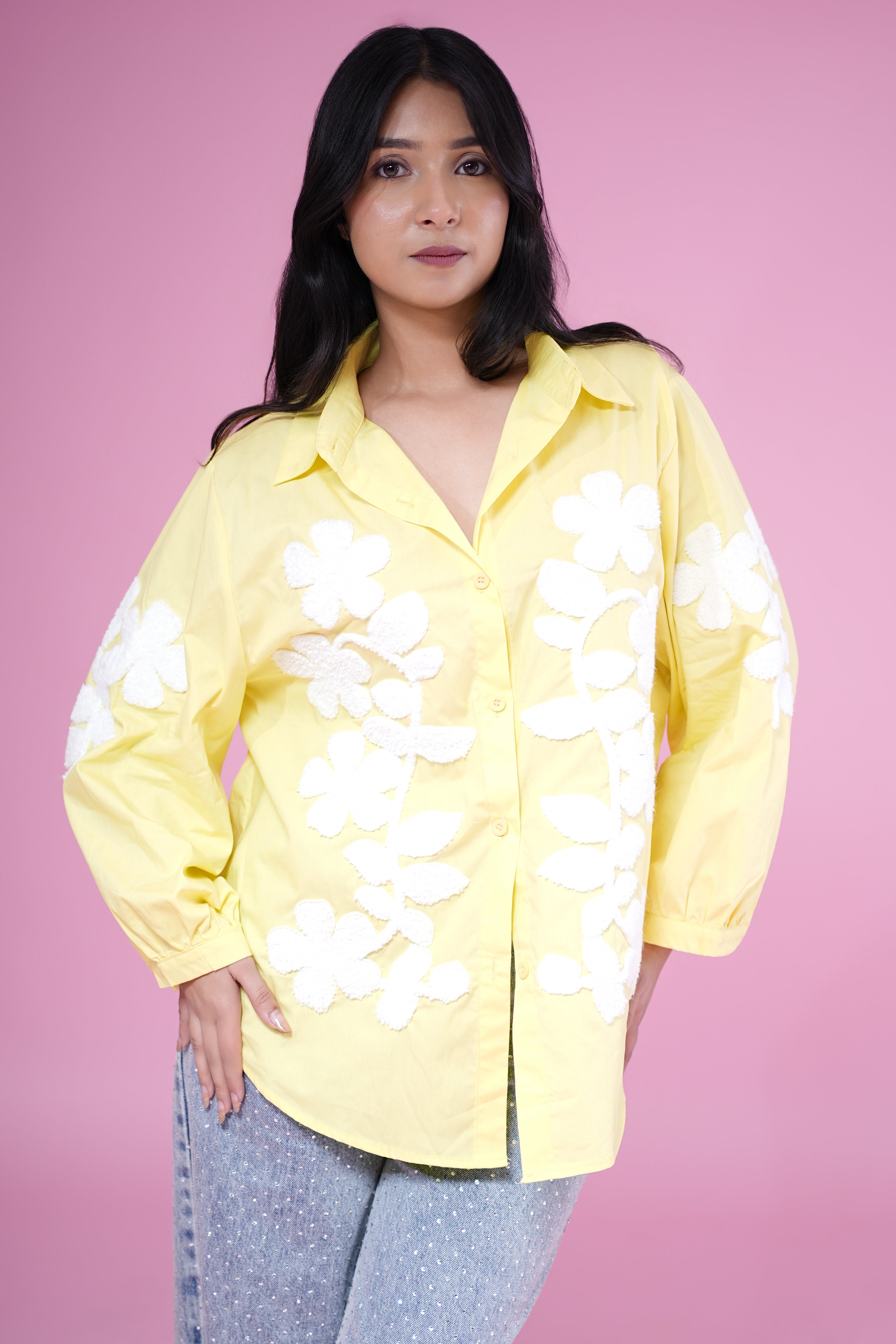 Sunshine Daisy Oversized Shirt – Yellow