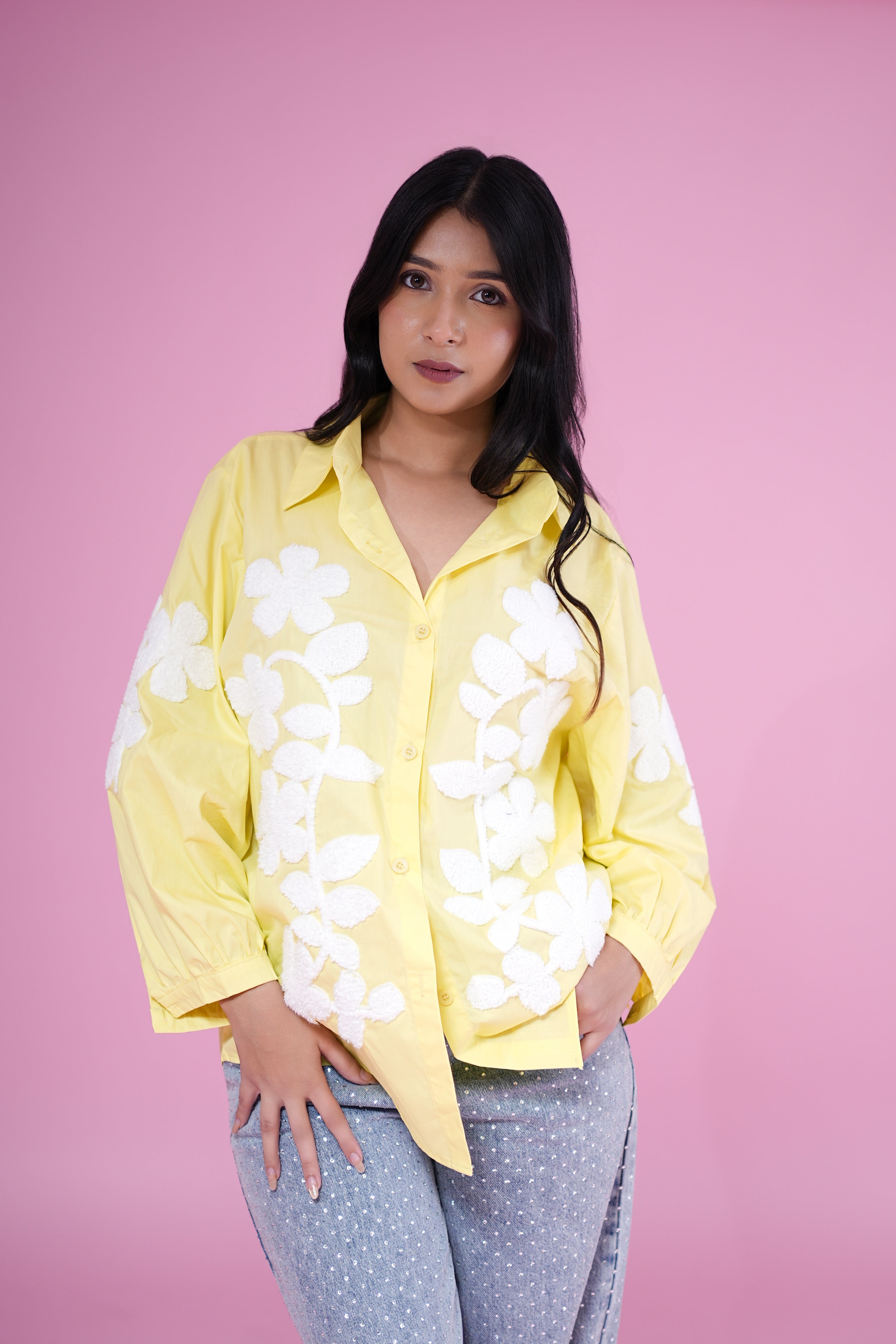 Sunshine Daisy Oversized Shirt – Yellow