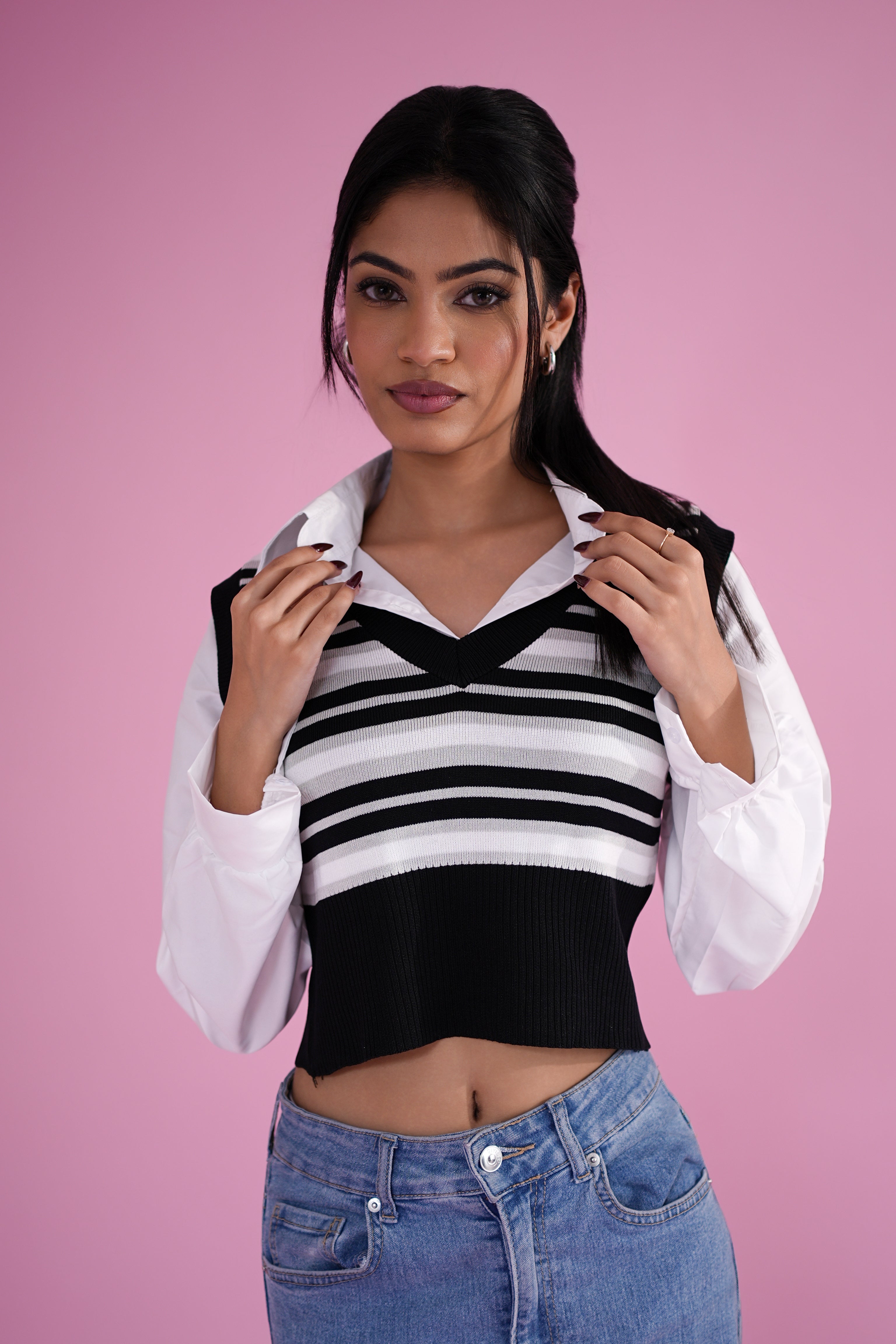 Black & White Wave Crochet Top