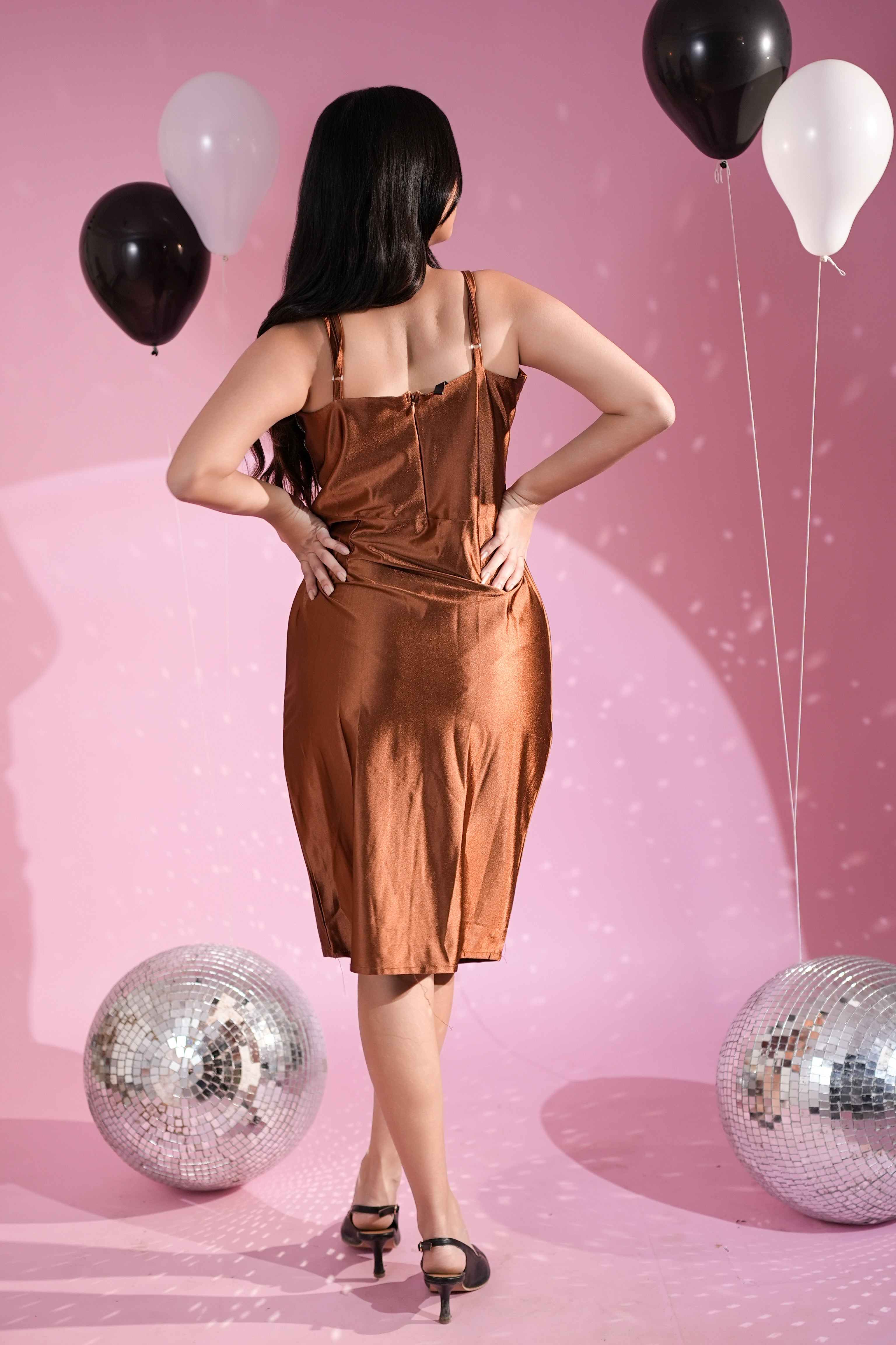 Copper Glam Shimmer Bodycon Dress