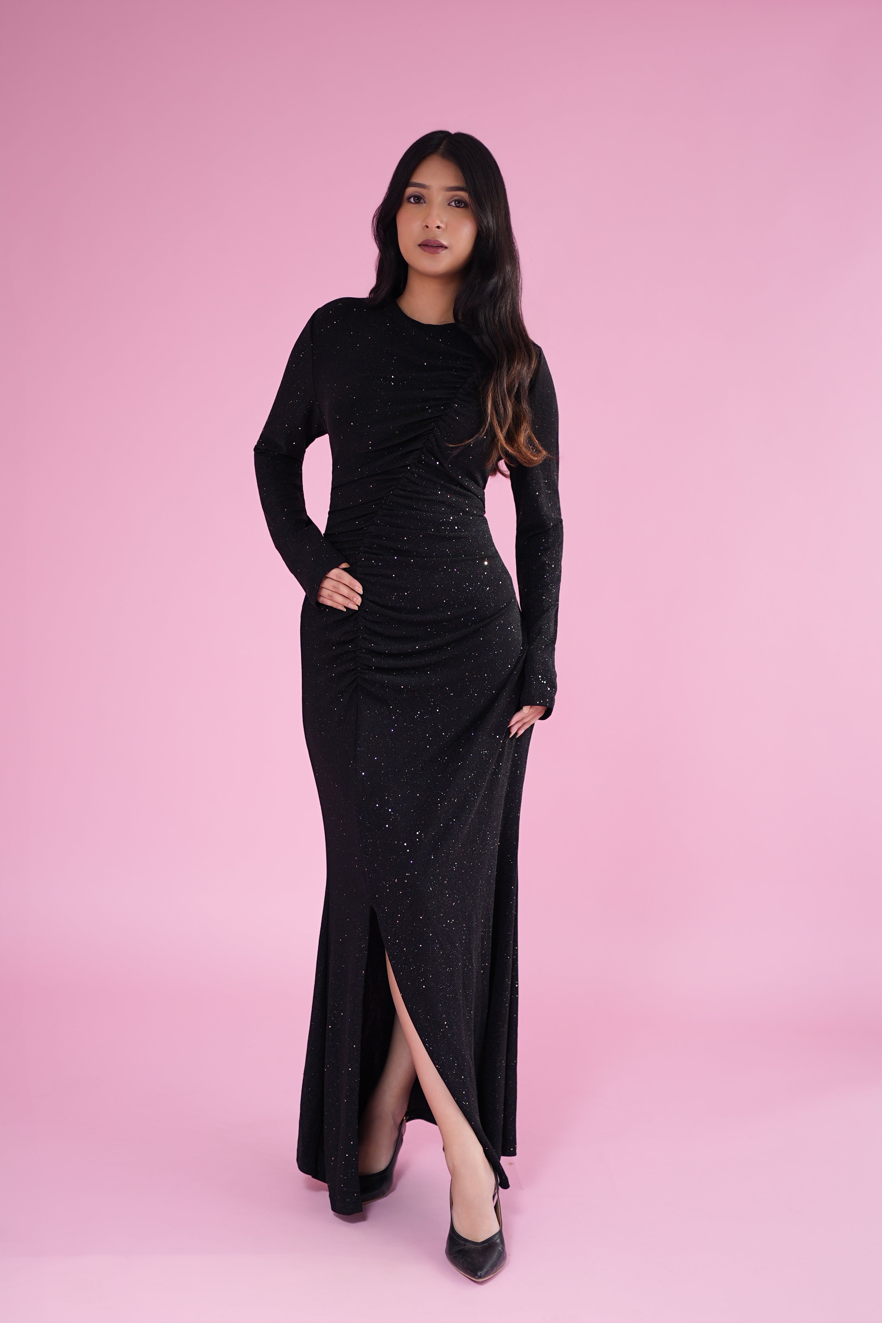 Midnight Glam Ruched Bodycon Gown