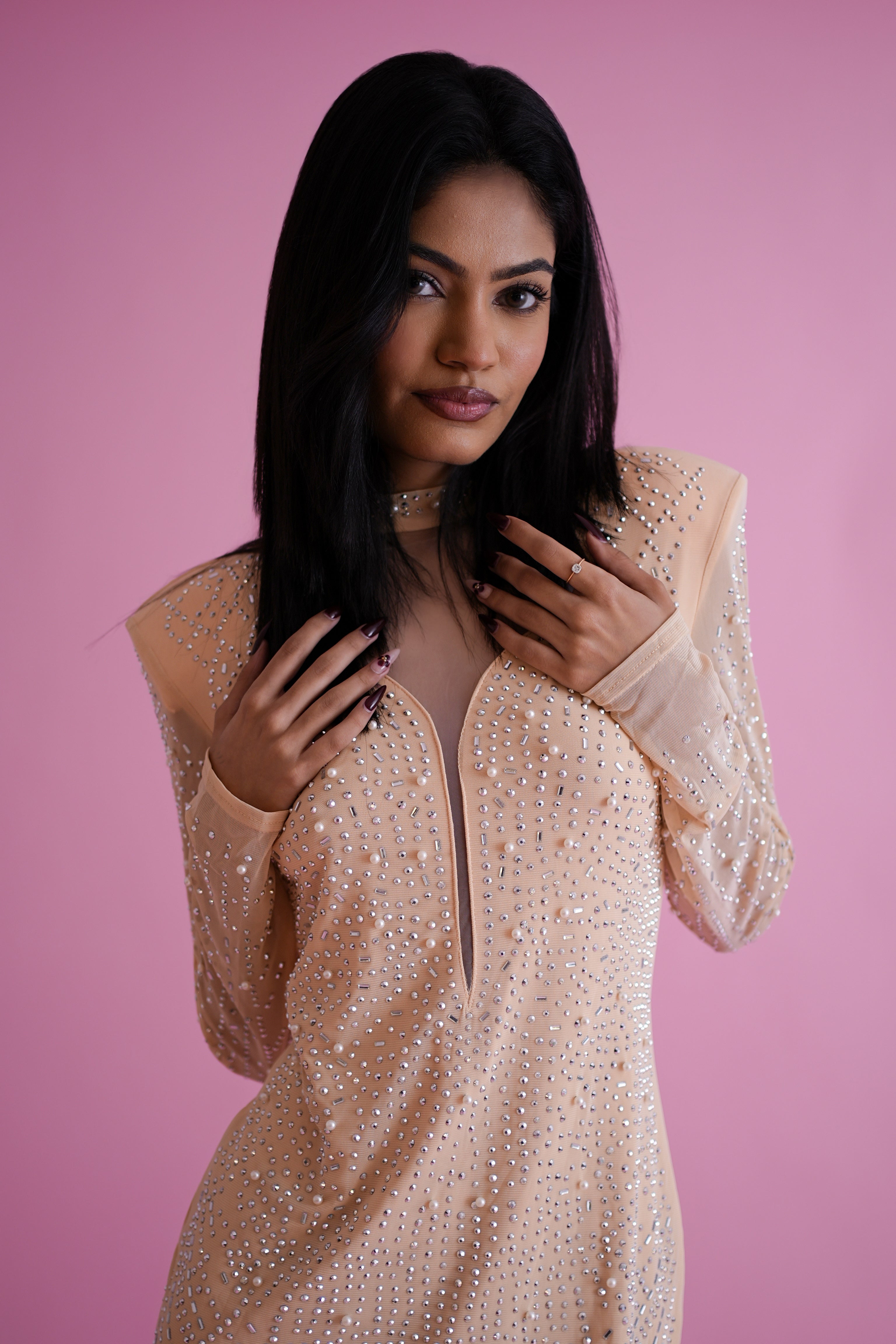 Crystal Sheer Bodycon Dress