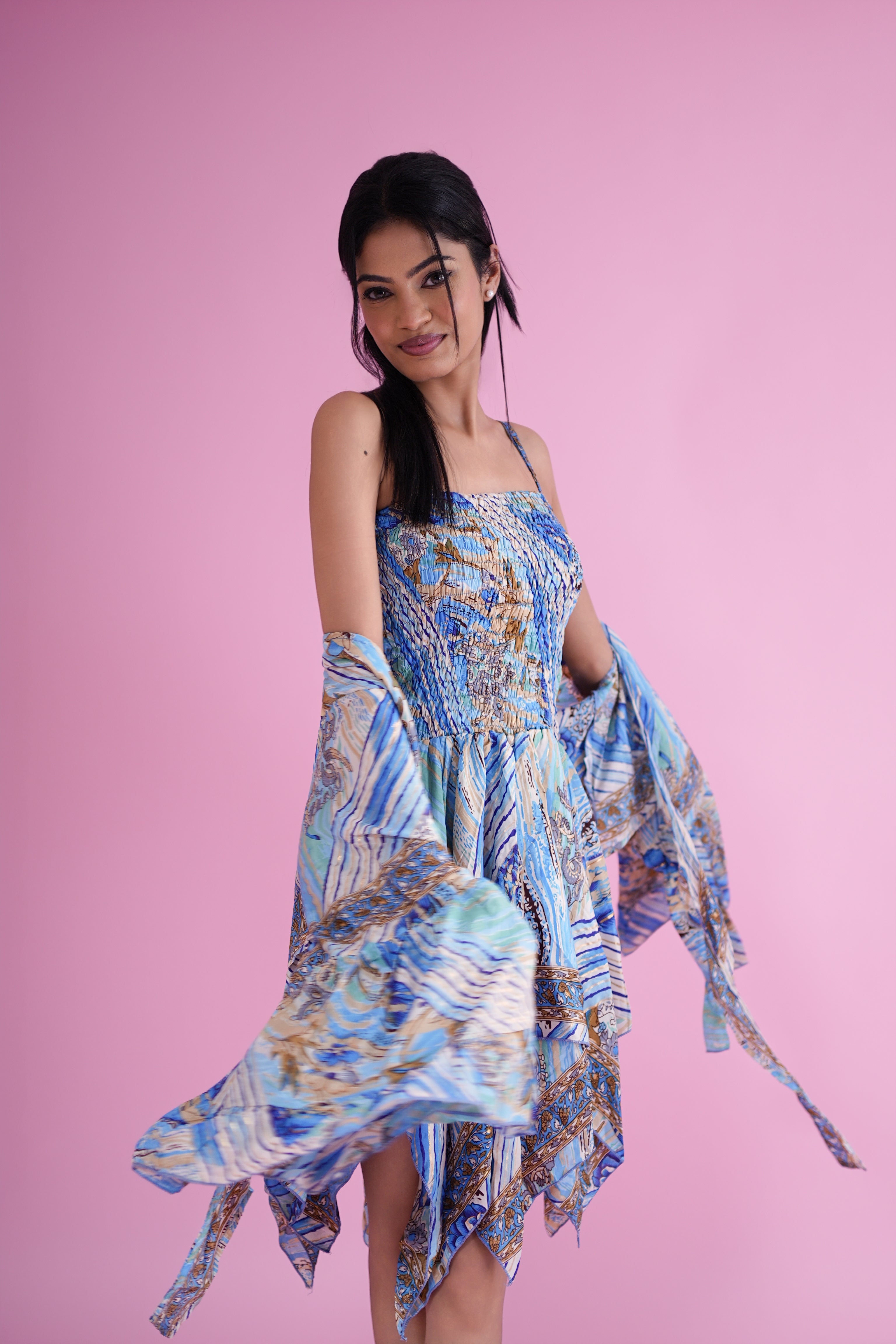 Blue Ocean Printed Co-ord Dress Set