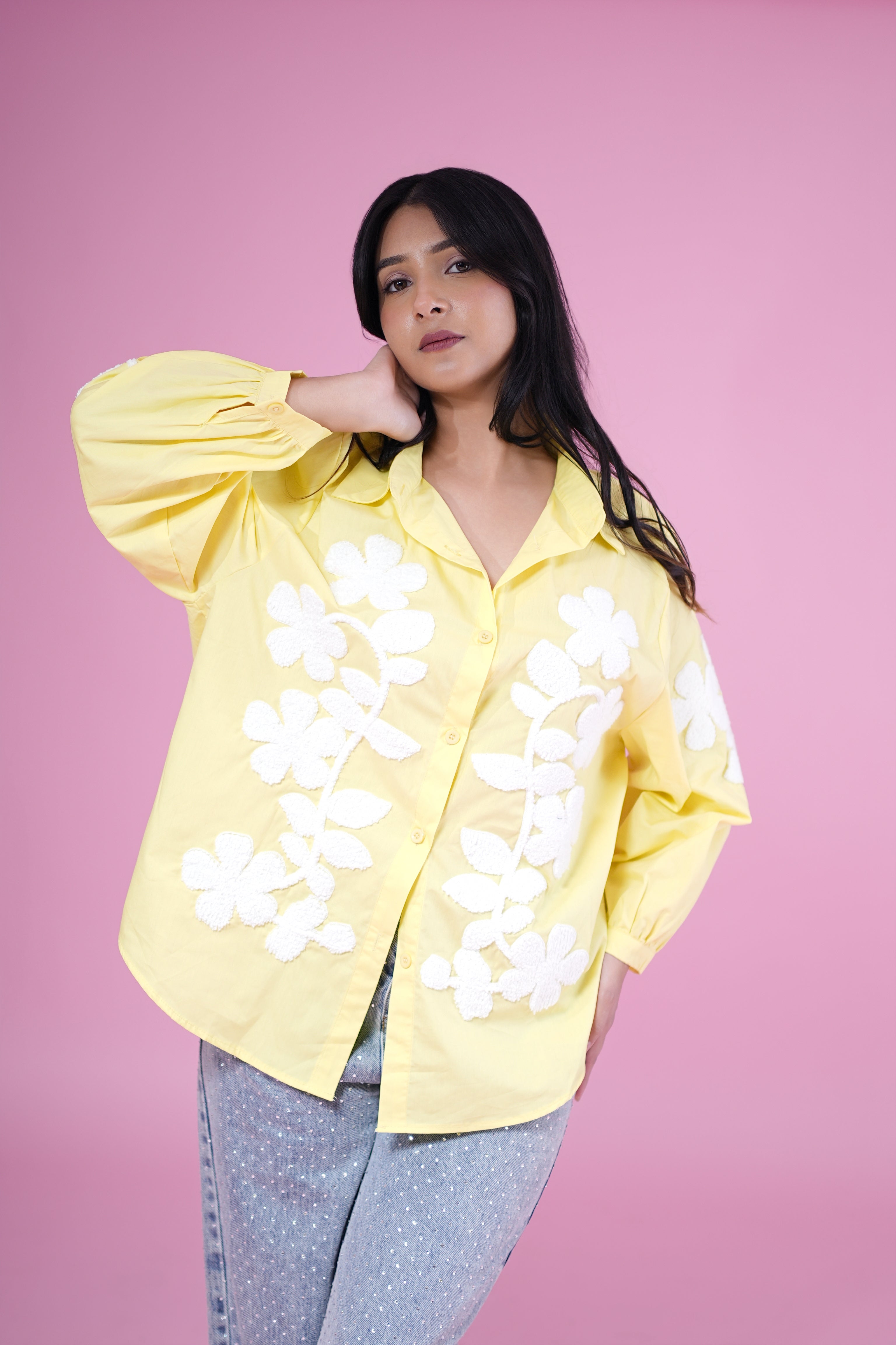 Sunshine Daisy Oversized Shirt – Yellow