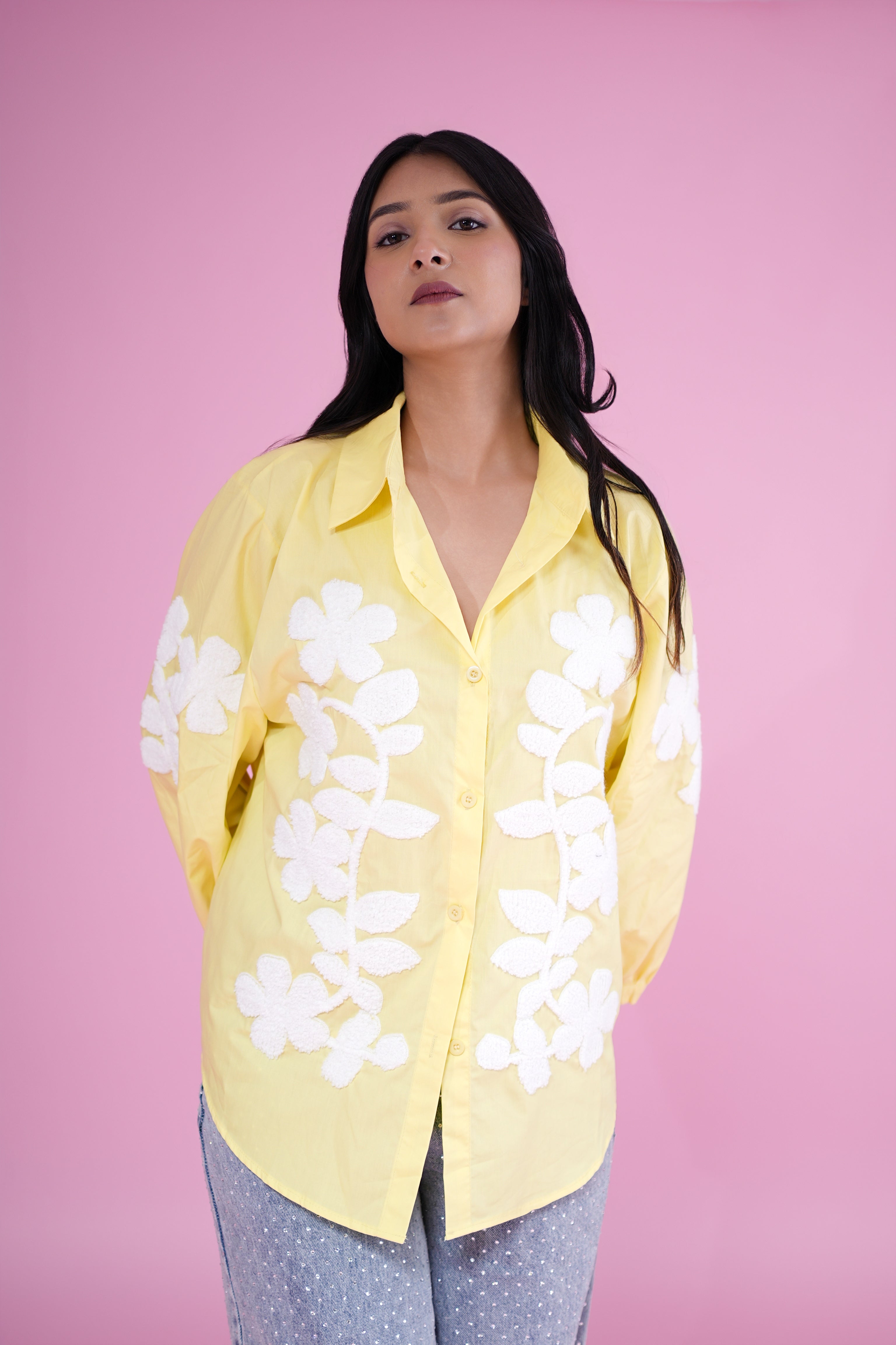 Sunshine Daisy Oversized Shirt – Yellow